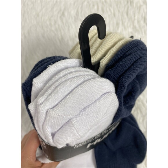 Hurley Quarter Crew Socks Sport Mens Designer Cushioned 10 Pack Navy Beige White - Picture 10 of 10